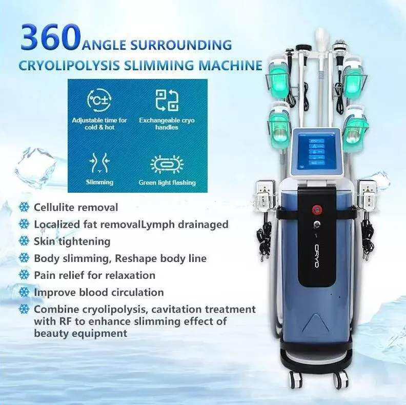 SPA Använd 360 Cryolipolysis Freeze Slimming Machine Ultraljud 40K Cavitation Lipo Laser Freezing Body Shape Fat Freezing Slim RF Lipolaser Beauty Equipment