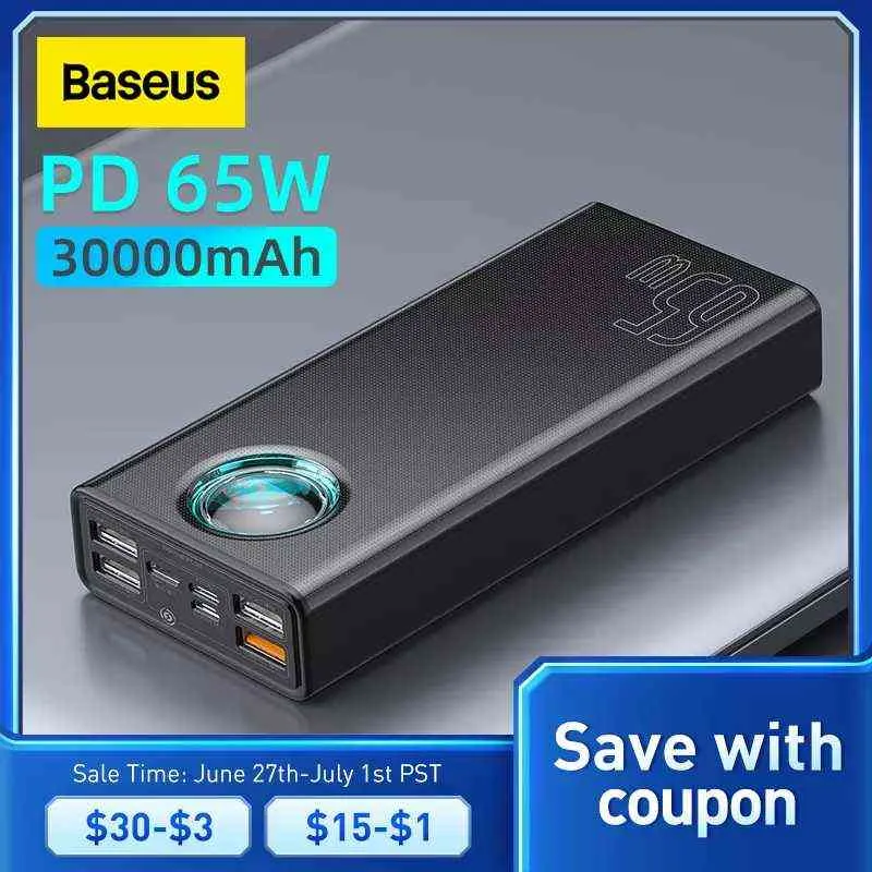 携帯電話電源銀行 Ba seu s 65 ワット電源銀行 30000mAh/20000mAh PD 急速充電 FCP SCP Powerbank ポータブル外部充電器スマートフォンラップトップ Tabl T220905