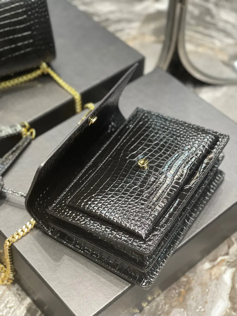 Women Bag Handbag Fashion Crossbody genuine leather Crocodile pattern High quality chain shoulder bags YB22 Messenger Clutch Cross Body Designer handbags Purse