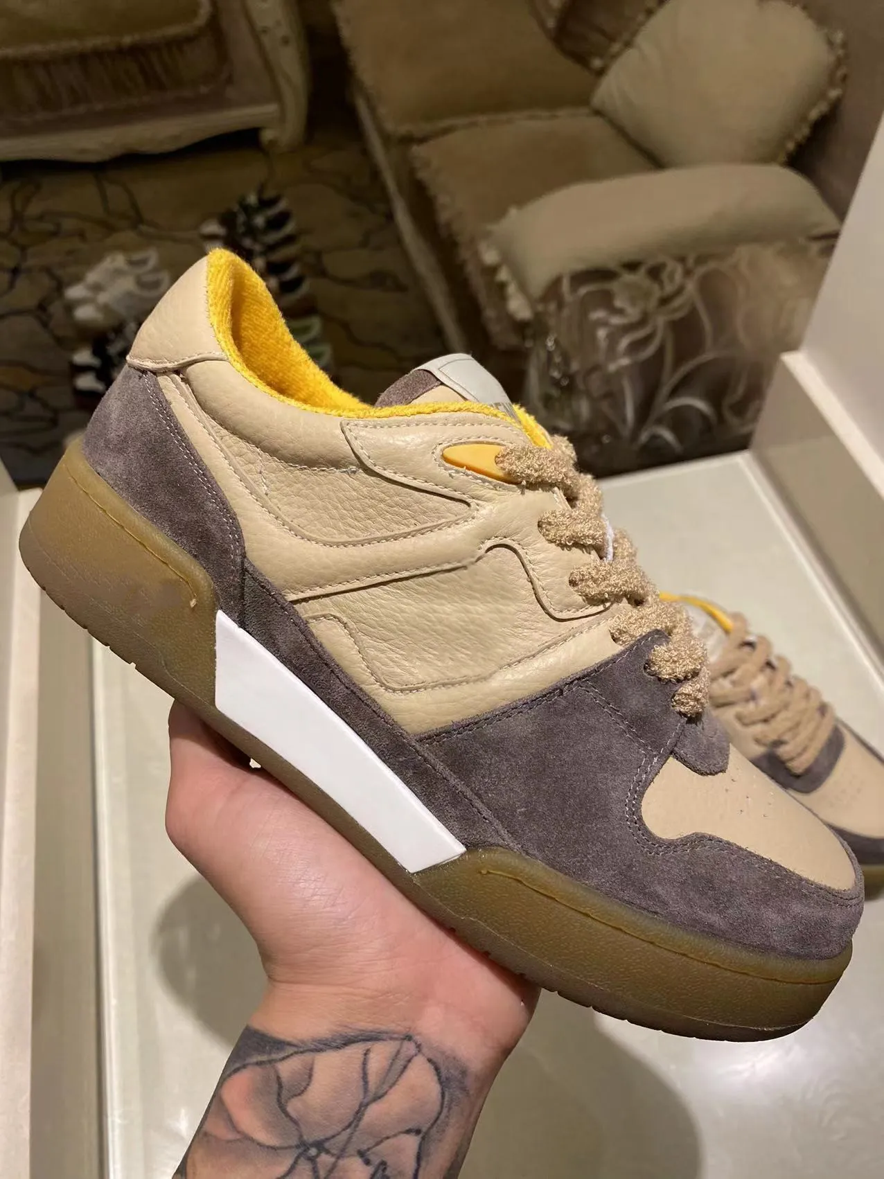 Låga toppar sneaker skor tallrik forme äkta läder dunks mesh snörning upp designer sneakers stövlar sko skum löpare pantoufle platt komfort mule glider