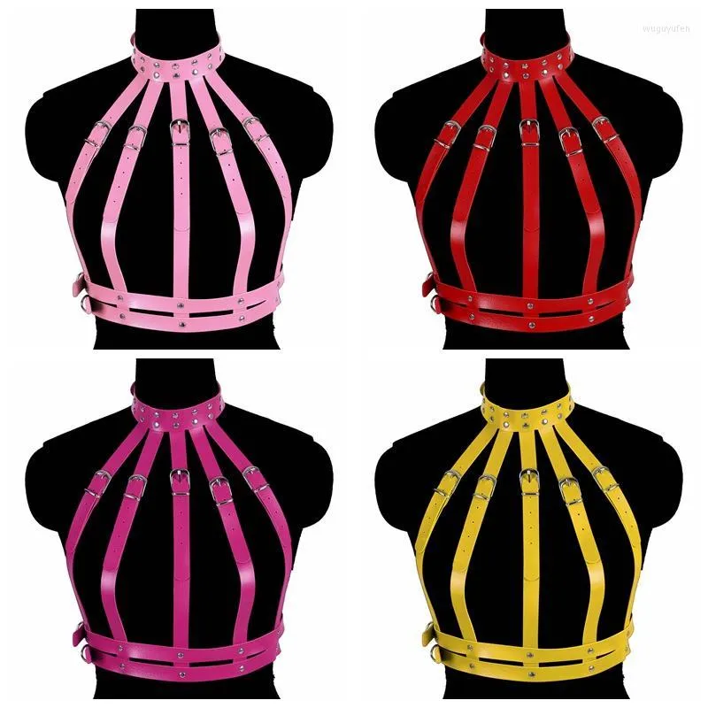 Garters Women Sexy Lingerie Fetish Gothic Pu Leather Body Harness Cage Bra Sculpting Erotic Rave