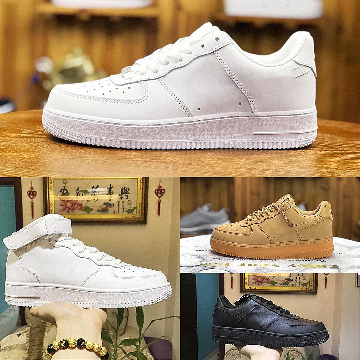 Designers New FoRcEs Outdoor Skateboard Shoes Discount Men Low One Unisex Classic 1 07 Knit Euro Airs High Women All White Black Wheat Running Sports Fashion Sneakers