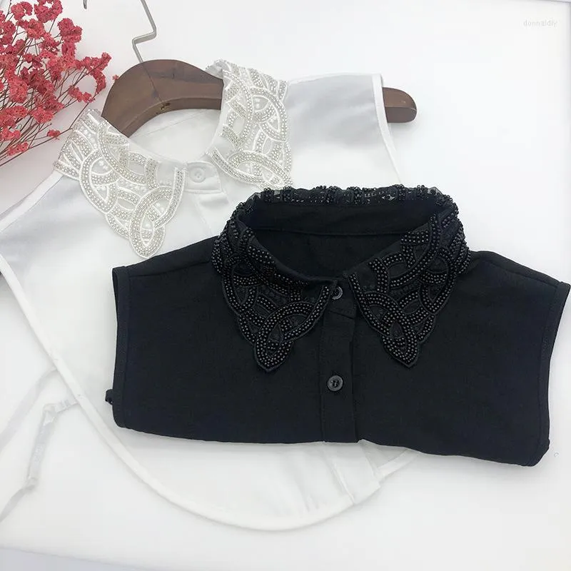 Bow Ties Women Shirt falsk krage handgjorda pärlor avtagbara falska mode lapel blus topp vestidos slipsar klädtillbehör