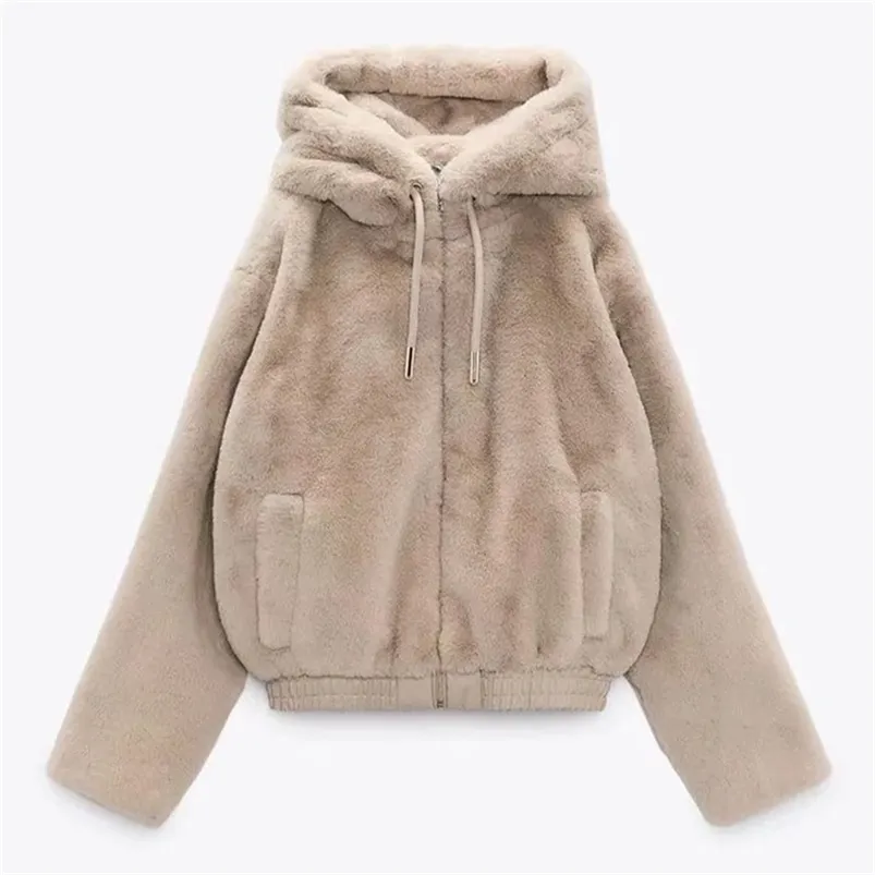 Pelliccia sintetica da donna DiYiG DONNA autunno e inverno dolce pelliccia sintetica effetto peluche yang gao mao giacca con cappuccio 220912