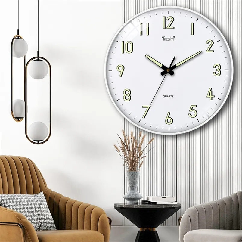 ウォールクロック12インチの明るい壁の時計サイレントクロック北欧ファッションリビングルームクォーツウォッチホームデコレーションリロジデフォードSW169 220909