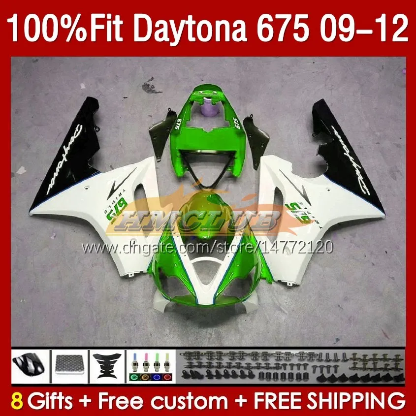 Daytona 675 675R 2009 2010 2010 Body Body 150No.85 Daytona675 2009-2012 Bodywork Daytona 675 r 09 10 11 12射出成形フェアリンググリーンストックのOEMフルフェアリング