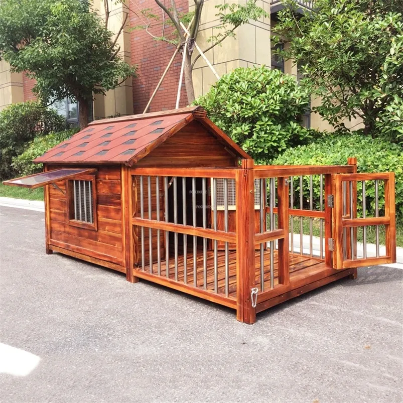 chenils stylos Maisons pour chiens Extérieur Étanche Chenils en bois massif Creative Pet Villa Maison pour chiens Extérieur Clôturé Chien Maison Moderne Grand Chien Maison 220912