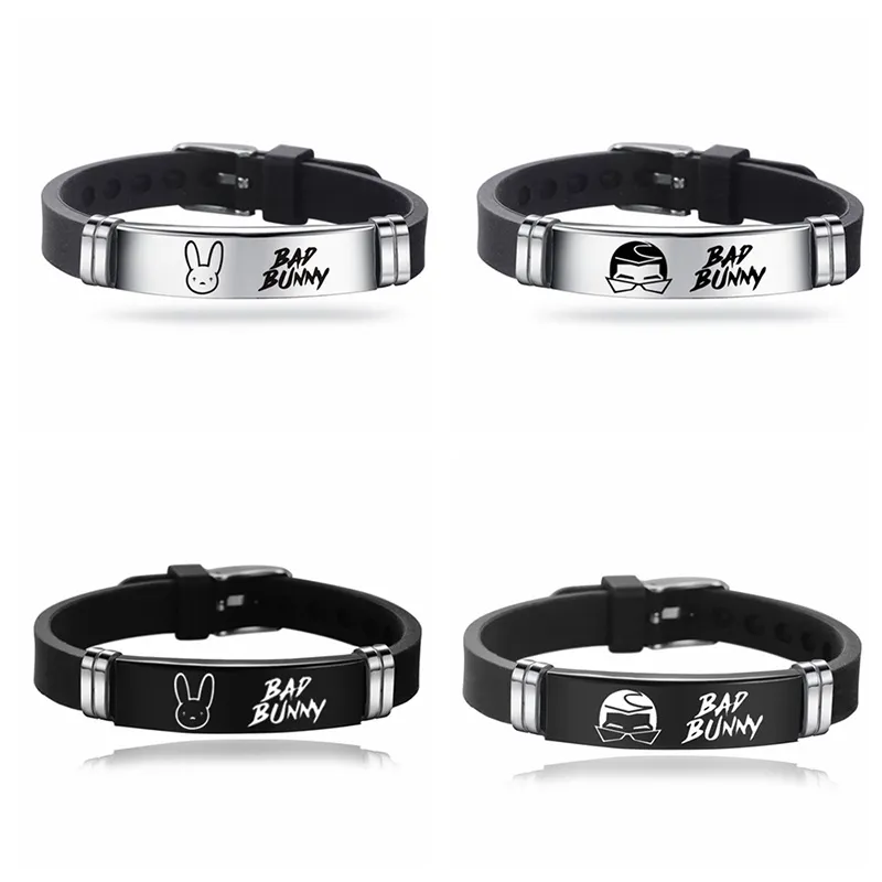 Finger Toys bad bunny verstelbare armband Europese en Amerikaanse hiphop street rogue konijnenkop roestvrijstalen armband