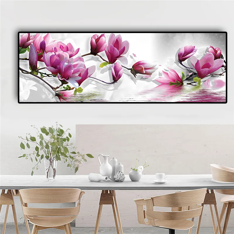 Tree en floraison violette peinture de toile de fleur Affiche cuadros et imprime des images d'art mural minimalistes pour le salon de la cuisine