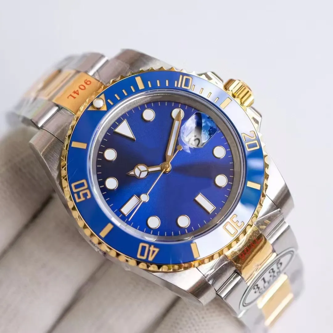 Herrmekanisk klocka blå bokstavlig keramisk bezel 41mm silverfodral Självvindande 3135 Superkvalitetsrörelse Factor Montre de Luxe Luminous Sapphire Watch