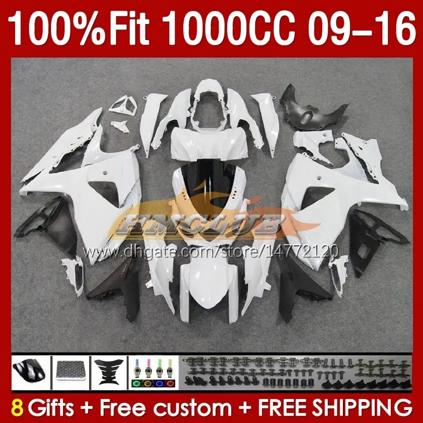 Injektion White Stock Blk Fairings for Suzuki GSXR-1000 K9 GSXR 1000 CC 151NO.7 GSXR1000 09 10 11 12 13 14 15 16 1000CC 2009 2010 2012 2013 2014 2014 2016 OEM FAIRING