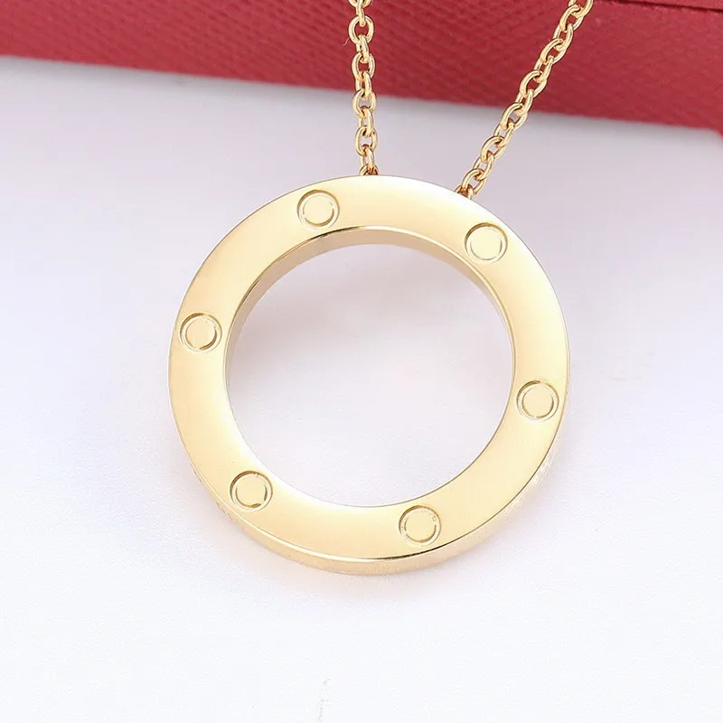 Women Designer Necklace Simple Pendant Luxury Fashion Jewelry Titanium Steel Circle Pendants Anniversary Snake chain diamond Pendant gift gold Rose Silver