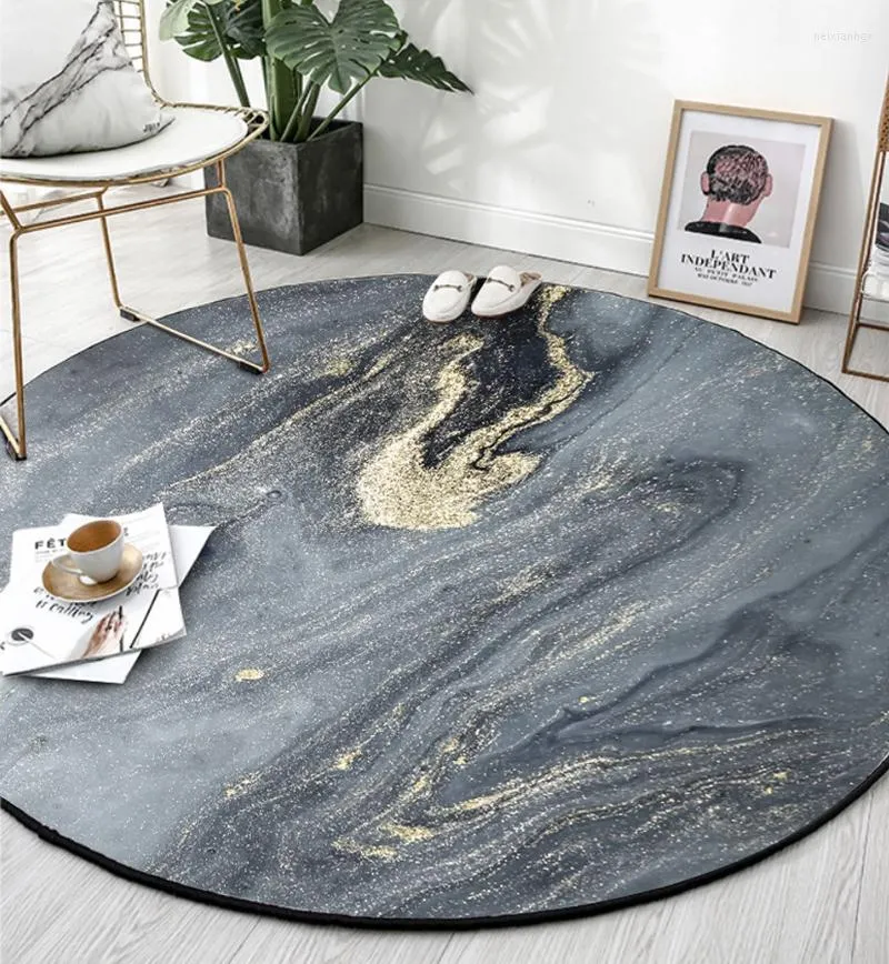 Carpets Abstract Round Gray Marble Carpet And Rug Bedroom Bedside Bathroom Computer Chair Anti-Slip Floor Mat Home Decor Tapete