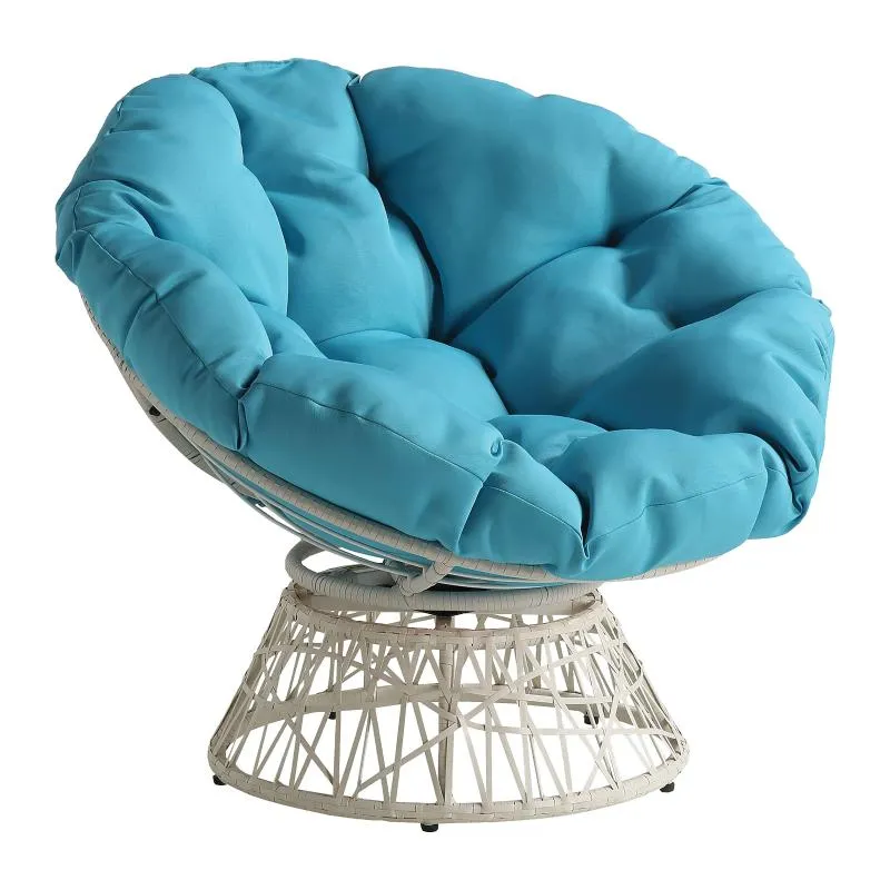 Outdoor Wicker Papasan Chair With 360 Degree Swivel White Picture