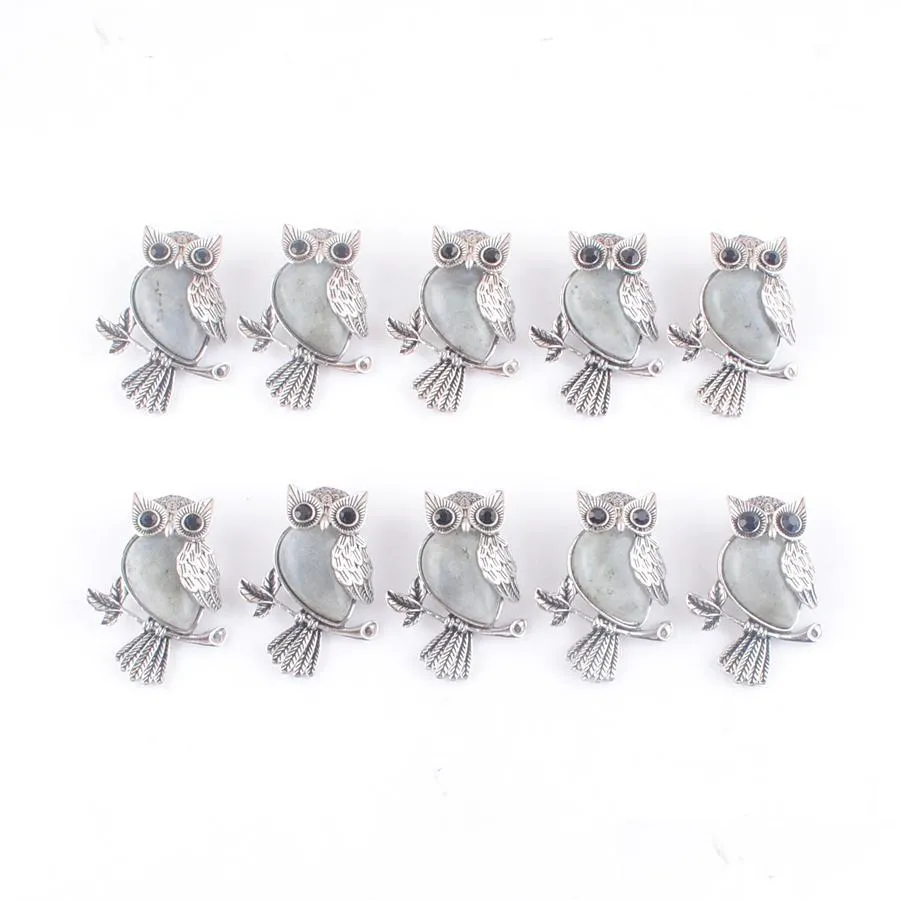 Pendentif Colliers Rétro Ancien Cuivre Plaqué Hibou Mignon Pendentifs Pierre Naturelle Labradoirte Perles Pour Femmes Homme Bijoux Qui Jiaminstore Dhs1W