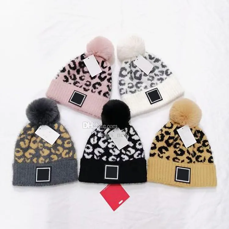 Fashion Leopard Print Beanie Hats Women Knitted Caps Winter Cashmere Unisex Casual Hat Plus Velvet Skull Cap Thicker Beanies