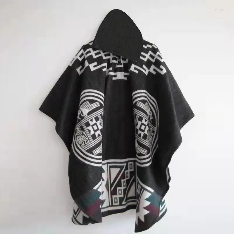 Men's Hoodies Men's & Sweatshirts Irregular Men KniPoncho Shawl Jackets Retro National Print Women Loose Hooded Cloak Coats Spring