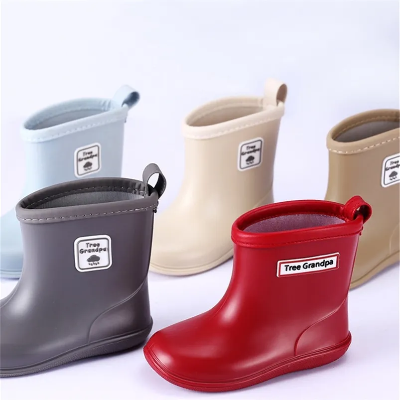 Laarzen solide PVC kinderen regenlaarzen waterdichte anti slip peuter boys girls rainboots zachte bodem slip op kinderwaterschoenen 220913