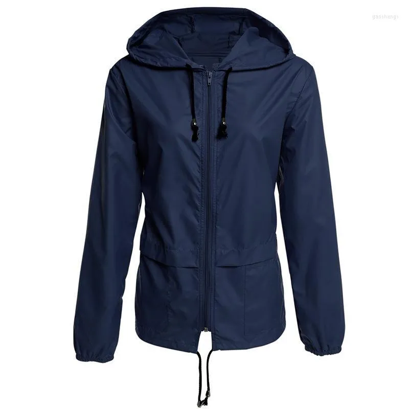 Women's Trench Coats Women's 2022 Explosion Zipper Hoodie Lightweight Outdoor Waterproof Raincoat Jacket Shirt