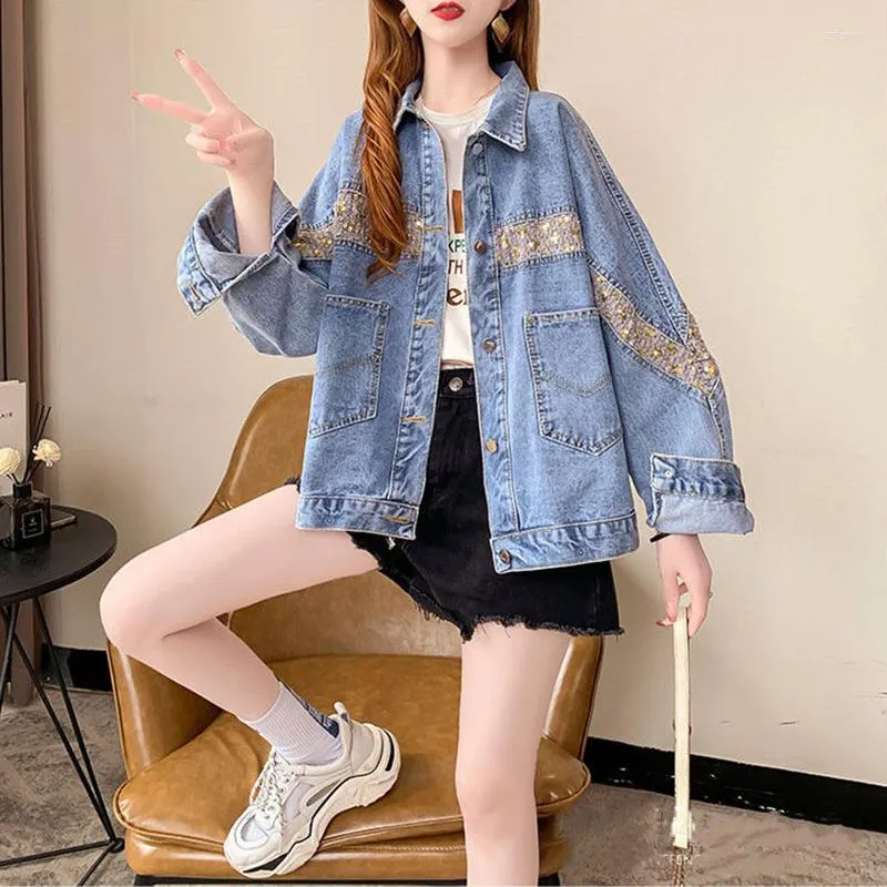 Giacche da donna Moda Casual Giacca di jeans Cappotto stile coreano da donna Allentato Wild Blue / nero Jean Abbigliamento da donna Top Primavera Autunno 2022