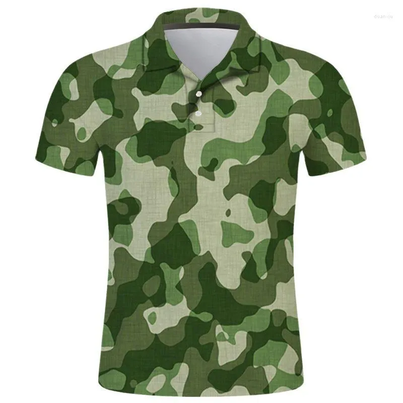 Herenpolo's tops camouflage3d geprinte zomer shirt kinderen mode streetwear revers reve mouw heren kleding cool homme harajuku