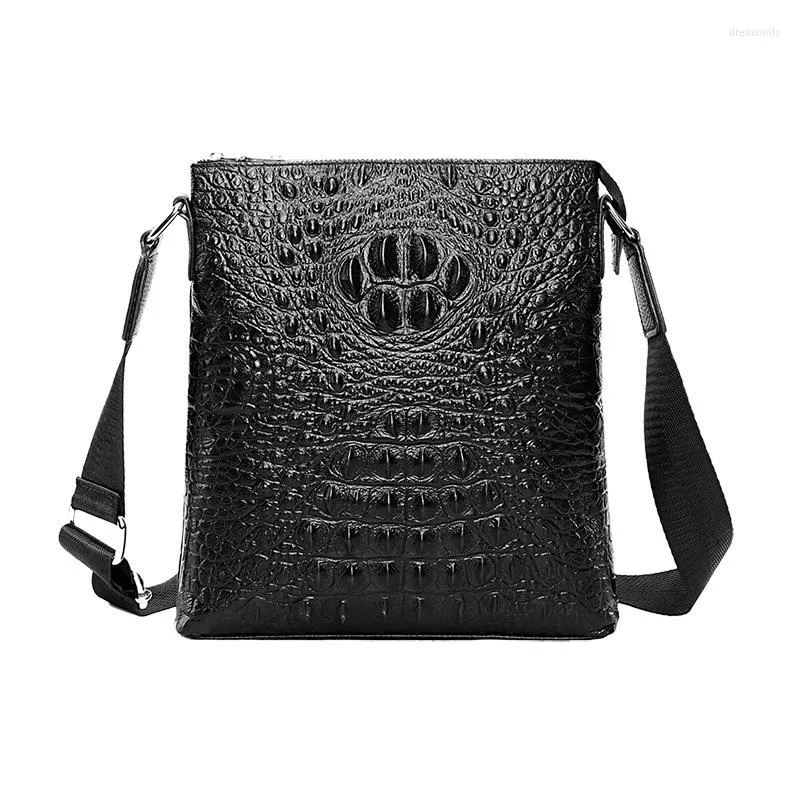 Kvällspåsar lyxiga män handväskor ko äkta läder manlig axelväska verklig naturlig alligator crossbody mini messenger