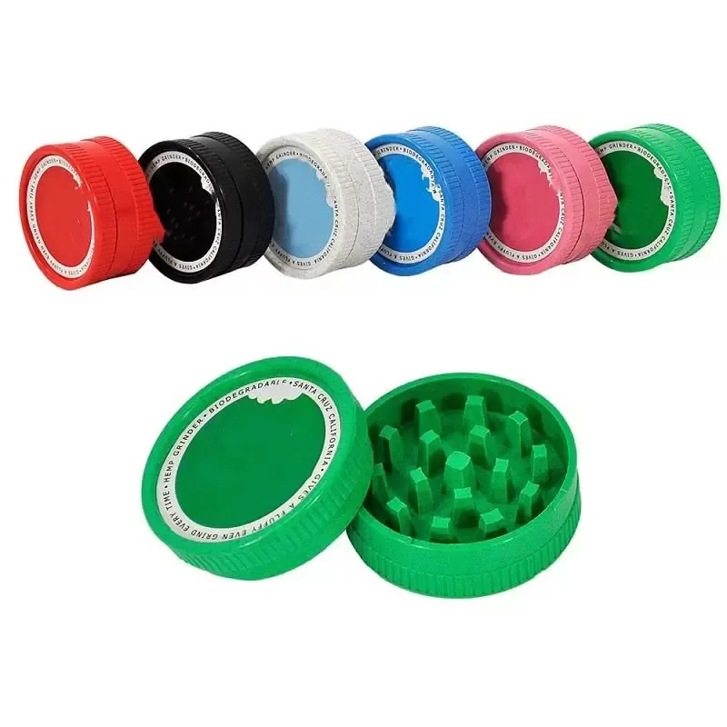 Accessoires pour fumeurs Grinder 2 Couches Pièces Broyeur de Tabac en Plastique Bio Dégradé Smasher Sec Taille 56mm Broyeurs d'Herbes Muler à la Main