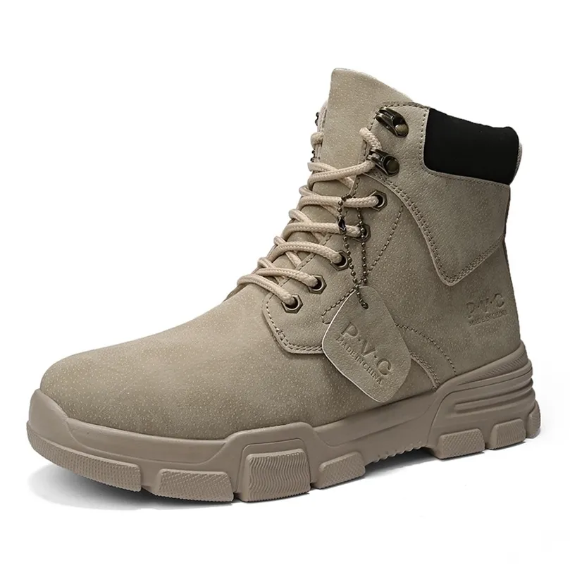 Laarzen winter pluche sneeuw mannen warm buiten waterdicht werk mode niet -slip gevechtsschoenen casual platform enkel laarsjes 220913