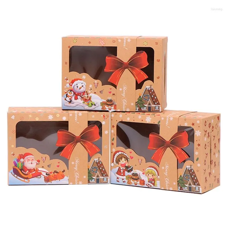 Décorations de Noël 3/9/12 X boîtes-cadeaux de stockage de flocon de neige arbre à pois avec fenêtre transparente