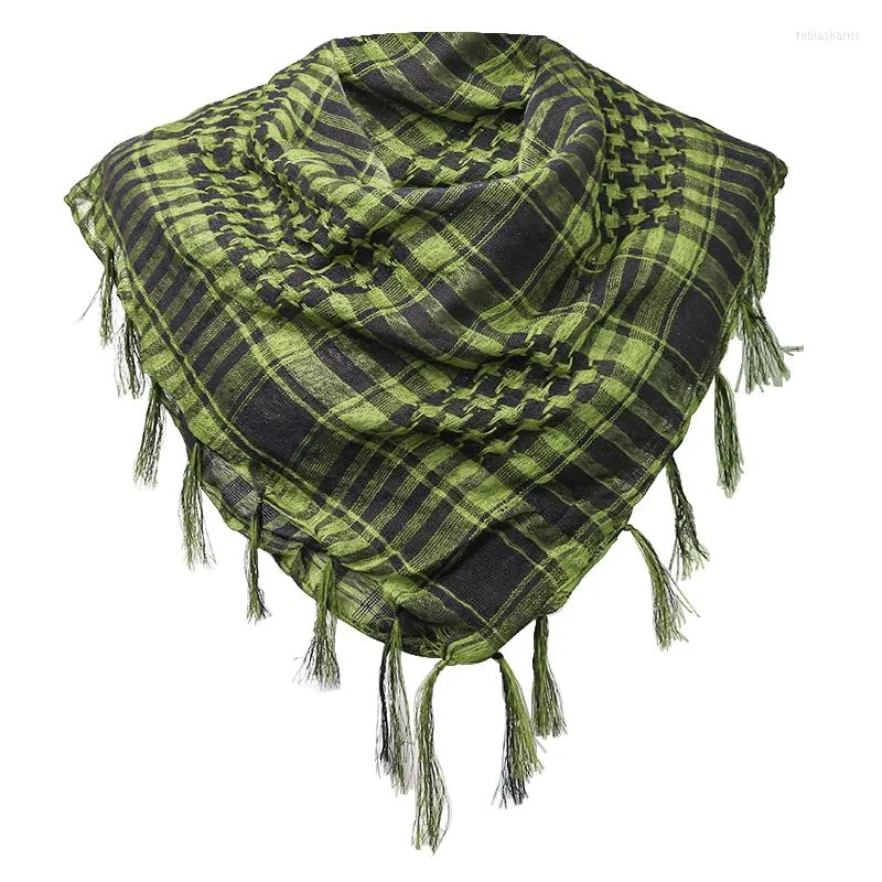 Bandanas taktik unisex scarf 100x100cm çöl ordusu shemagh keffiyeh ile püskül şal boyun kapağı sararlar ekose basılmış