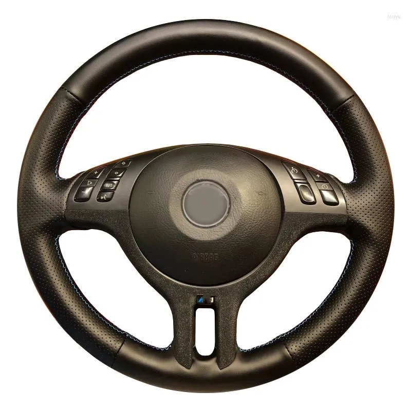 Steering Wheel Covers Suitable For E46 325i X5 E53 E39 Advanced Hand Sewn Black Artificial Leather Car Cover Auto Parts