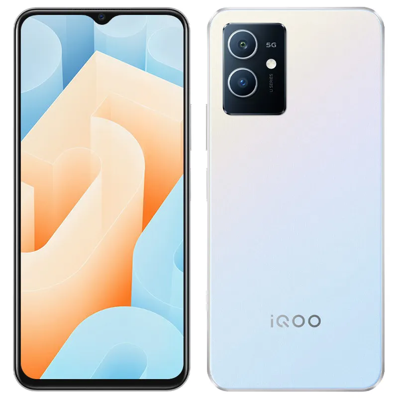 Téléphone portable d'origine Vivo IQOO U5e 5G 6 Go de RAM 128 Go de ROM Octa Core MTK Dimensity 700 Android 6.51" 60Hz Plein écran 13.0MP 5000mAh ID d'empreintes digitales Face Wake Smart Cell Phone