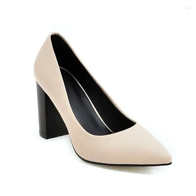 Dress Shoes Big Size 10 11 12 Ladies High Heels Women Woman Pumps Sharp-toed Thick-heeled Shallow-mouthed Single Shoe