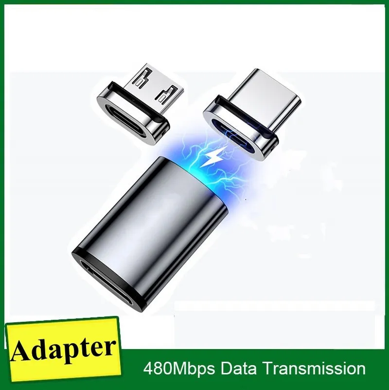 Adaptador de carregamento USB OTG e transmissão de dados tipo C ou Android fêmea para micro magnético tipo-c