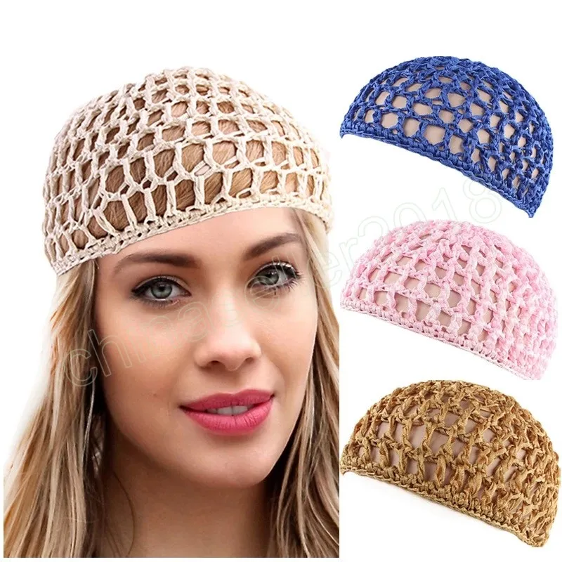 Frauen Mesh Haarnetz handgemachte Häkelmütze Kufi Caps Schlafen Nacht Abdeckung Turban Hut Beliebte Casual Beanie Chemo Hut