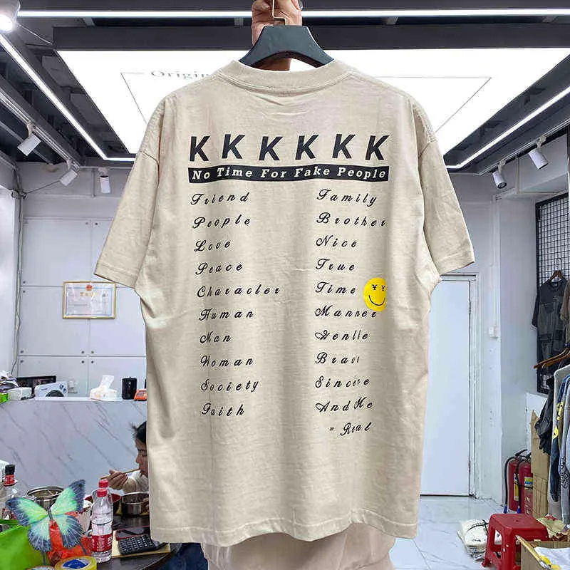 T-shirt da uomo KKKKK Stampa di lettere Uomo Donna T-shirt oversize kaki casual T220909