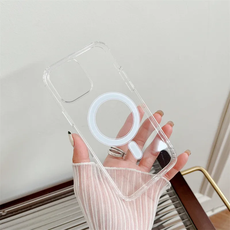 Cell Phone Cases Magsafe Transparent Acrylic Magnetic Shockproof For iPhone 14 13 12 11 Pro Max X XR XS Mini iPhone14 Wireless Charging TPU Fashion Clear Soft Cover