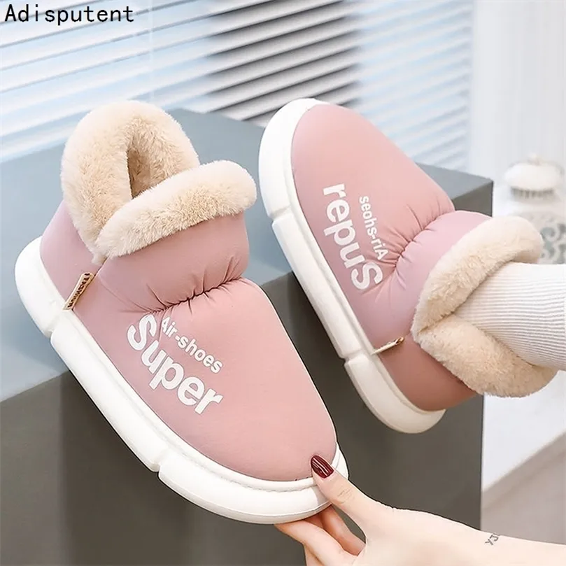 Pantoufles Hiver Maison Pantoufles Femmes Bottes En Peluche Chaussures Hommes Unisexe Épaisse Plate-Forme Chaussures Famale Chaud Coton Bottes Couple Dames Pantoufles 220913