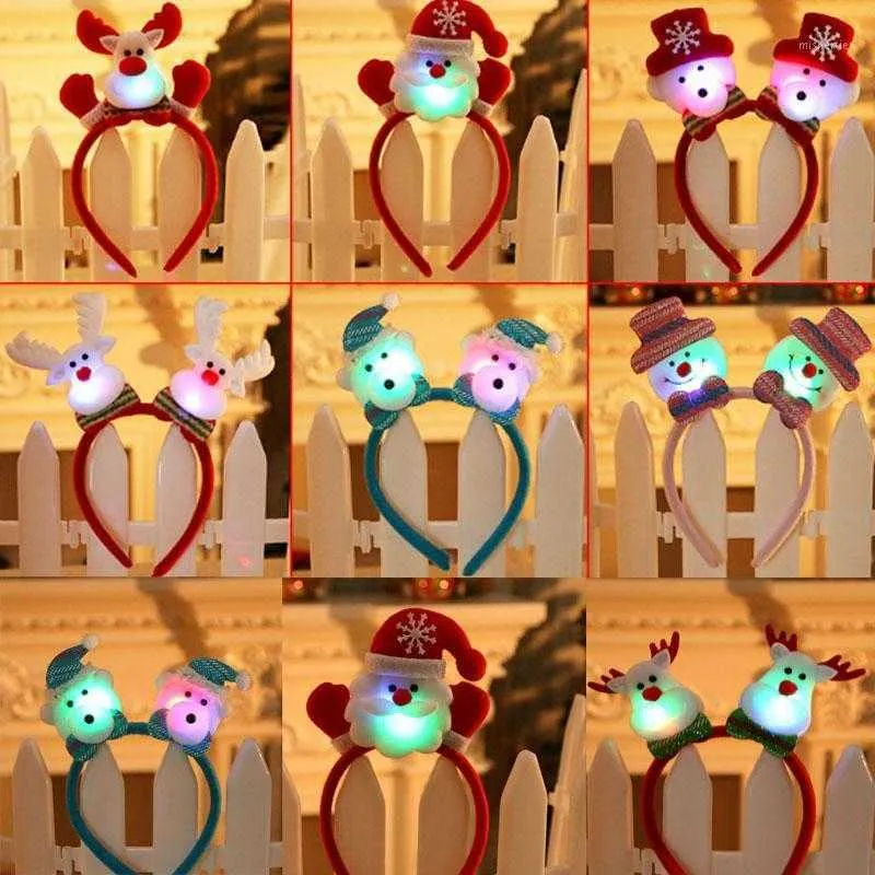 Christmas Decorations Hair Headband Snowman LED Flashing Light Up Kids Toys Party Glowing Halloween Decoration