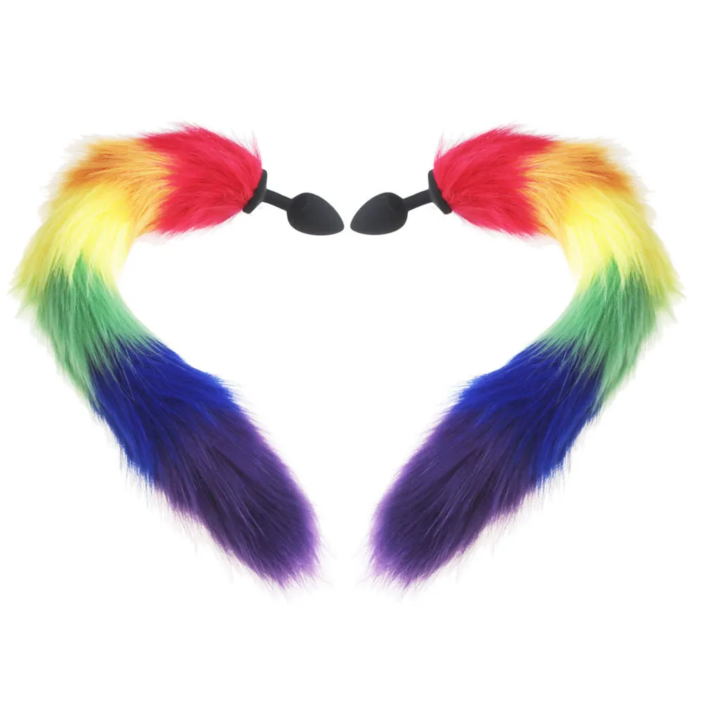 hh080 rainbow fox tail anal plugs (41)