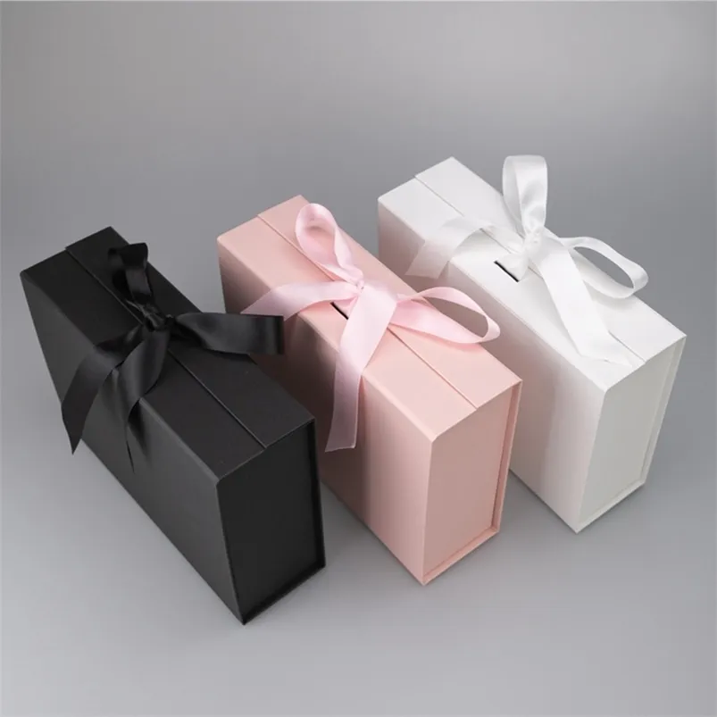 Present Wrap Magnet Clamshell Folding Box Utsökt förvaring Birthday Bow Packaging Väskor 220913