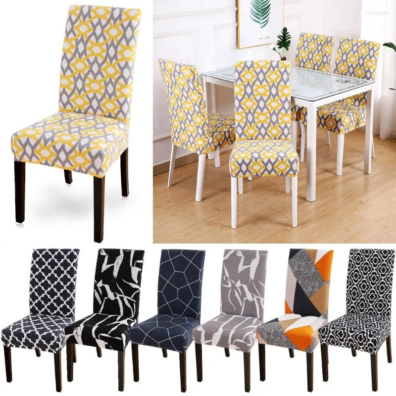 Cubiertas de la silla Cubierta impresa geométrica Impresión estiramiento Anti-Drey Banquete de asiento extraíble de asiento extraíble