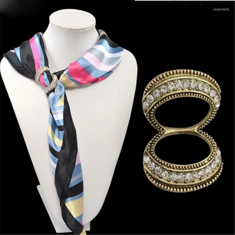 Broscher vintage strass silkes halsduk spänne för kvinnor tillbehör mode enkel halsdukar fästelement