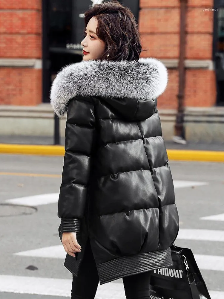 Women's Leather Large Size Real Sheepskin Women Down Jackets Duck Filling Genuine Coat 2022 Natural Fur Collar Winter Women's & Faux