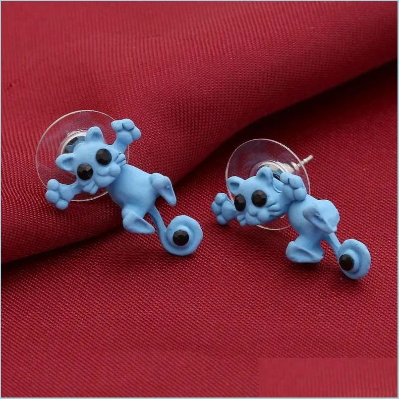 Stud Newest Fashion Kitten Animal Mtiple Color Classic Cute Cat Puncture Ear Stud Piercing Orecchini per donne Ragazze 100 paia Lulubaby Dh5Ep