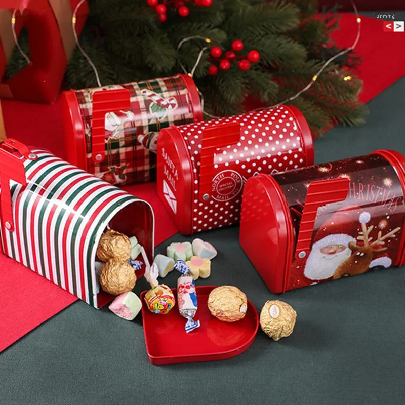 Presentf￶rpackning Jull￥da Santa Claus Candy Craft Iron Storage Organizer Tin Mailbox Xmas Ornaments Pappersf￶rs￶rjning