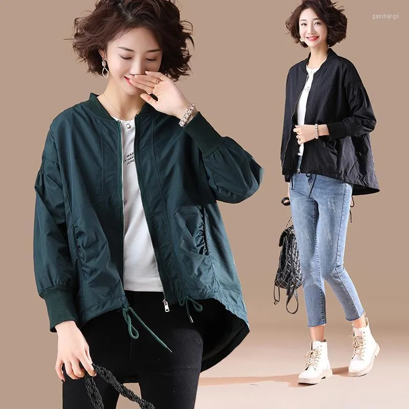 Trench feminina Coats feminino Casual PLUS Tamanho da primavera Autumn Women Women Baseball Cardigan Fashion Front Short Windbreaker Coat feminino