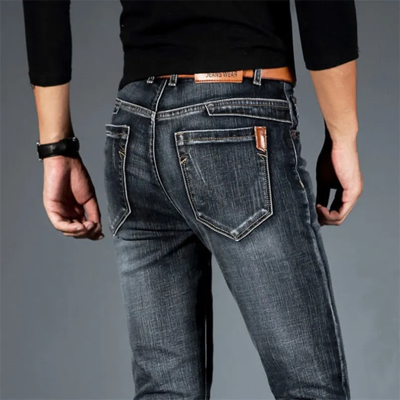 Men's Jeans Spring Autumn Smart Elastic Business Fashion Straight Regular Stretch Denim Trousers Men 28-40 220913