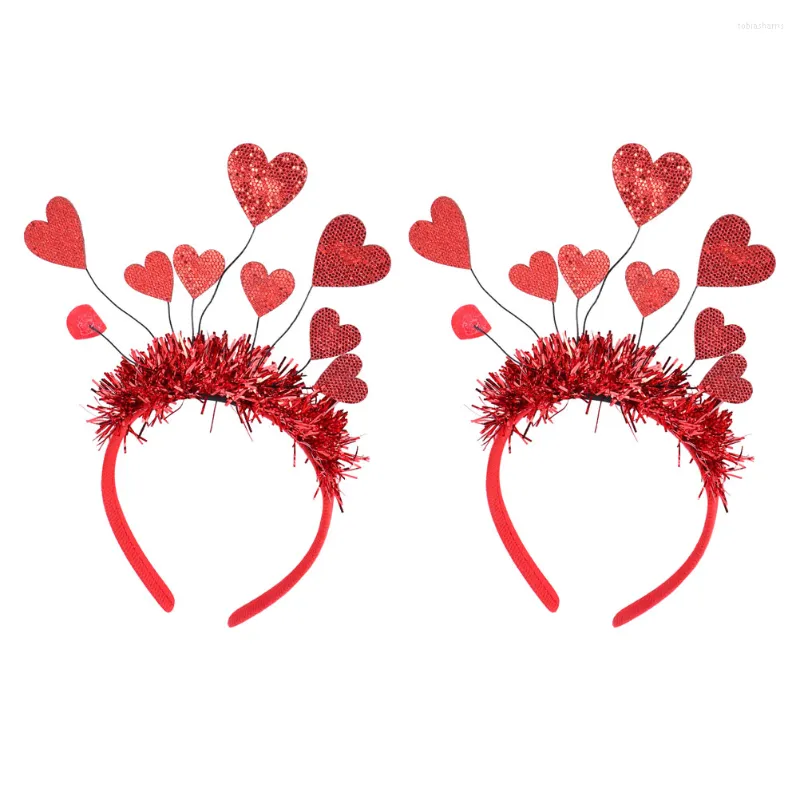 Bandanas 2Pcs Chic Valentine's Day Hair Hoops Love Heart Headbands Lovely Hairbands