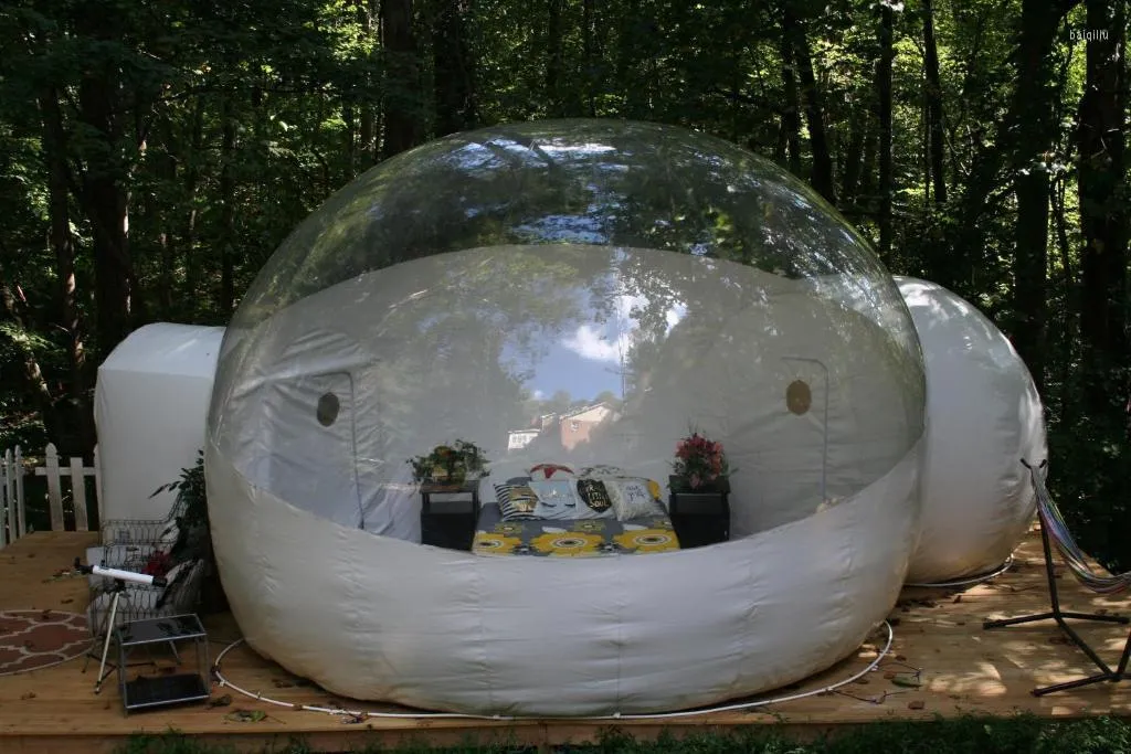 Tende e rifugi tende da giardino di buona qualità in vendita 4m 5m gonfiabile bolle el campeggio con camere doppie tunnel Igloo Blower